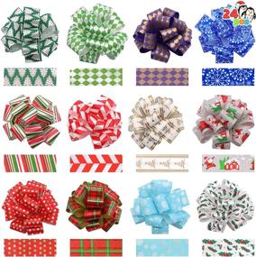 img 4 attached to 🎁 Set of 24 Christmas Ribbon Pull Bows 5"; Quick and Simple Gift Wrapping Accessory for Christmas Decor, Baskets, Wine Bottles, and Gifts; Ideal for Gift Wrapping, Present Decoration, and Gifts Accessorizing.
