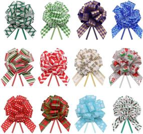 img 1 attached to 🎁 Set of 24 Christmas Ribbon Pull Bows 5"; Quick and Simple Gift Wrapping Accessory for Christmas Decor, Baskets, Wine Bottles, and Gifts; Ideal for Gift Wrapping, Present Decoration, and Gifts Accessorizing.