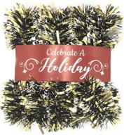 🎄 non-lit 20 foot gold tinsel garland for christmas decorations - high-quality holiday décor for indoor or outdoor use - premium artificial greenery for home, garden, or wedding party decorations logo