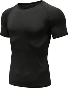 img 4 attached to High-Performance Men's Cool Dry Compression Short Sleeve Sports Baselayer T-Shirts Tops (Choose from Pack of 1 or 3)