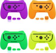 fastsnail animal crossing joy con grips kit - compatible with nintendo switch, wear-resistant grip controllers for joy con & oled model with 12 thumb grips logo