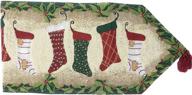 🎄 festive tache green holiday christmas hang my stockings by the fireplace: decorative woven table runner, 13 x 54 logo