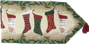 img 4 attached to 🎄 Festive Tache Green Holiday Christmas Hang My Stockings by The Fireplace: Decorative Woven Table Runner, 13 x 54