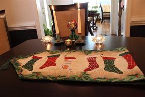 img 1 attached to 🎄 Festive Tache Green Holiday Christmas Hang My Stockings by The Fireplace: Decorative Woven Table Runner, 13 x 54