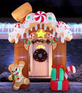 joiedomi 10 ft gingerbread house archway inflatable - perfect for christmas party indoor & outdoor decor, holiday season yard & lawn decoration with built-in leds logo