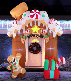 img 4 attached to Joiedomi 10 ft Gingerbread House Archway Inflatable - Perfect for Christmas Party Indoor & Outdoor Decor, Holiday Season Yard & Lawn Decoration with Built-in LEDs