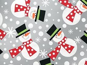 img 2 attached to Charming Metallic Silver Red Polka Dot Snowmen Snowman Wrap: 16ft Roll