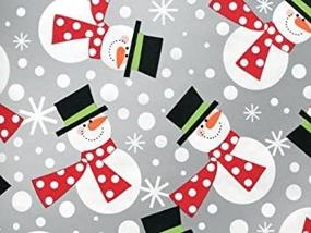 img 1 attached to Charming Metallic Silver Red Polka Dot Snowmen Snowman Wrap: 16ft Roll