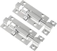 thickened stainless steel slide bolt latch set - 2 pack barrel bolt latch, 3 inches slide latch lock with brushed finish - secure your door with sliding bolt lock, including 12pcs screws логотип