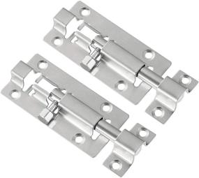 img 4 attached to Thickened Stainless Steel Slide Bolt Latch Set - 2 Pack Barrel Bolt Latch, 3 Inches Slide Latch Lock with Brushed Finish - Secure Your Door with Sliding Bolt Lock, Including 12PCS Screws