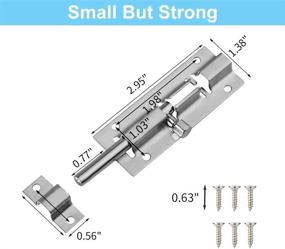 img 1 attached to Thickened Stainless Steel Slide Bolt Latch Set - 2 Pack Barrel Bolt Latch, 3 Inches Slide Latch Lock with Brushed Finish - Secure Your Door with Sliding Bolt Lock, Including 12PCS Screws