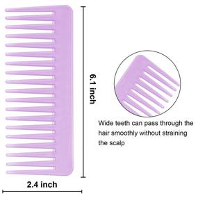 img 3 attached to Набор расчесок для расчёсывания волос - расческа с широкими зубцами для длинных, кудрявых и мокрых волос - без ручки с шампунем - 2 предмета (розовая и фиолетовая).