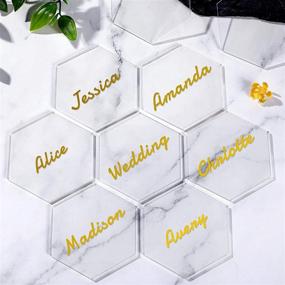 img 4 attached to 🔲 Yookeer Clear Hexagon Acrylic Place Card Set - Perfect for Weddings, Birthdays, Banquets, and More (50-Pack)