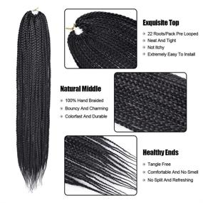 img 1 attached to Gottin Hair Box Braids Crochet Hair: 6 пакетов, более 60 🔗 оттенков, 24 дюйма для черных женщин, синтетические наращивания волос - 1B# натуральный черный