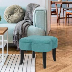 img 3 attached to 🪑 Joveco 19.6’’ Small Ottoman Foot Stools - Turquoise Blue Fabric Ottoman Bench with Sturdy Wood Legs - 4-Leaf Clovers Coffee Table Footrest