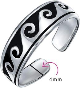 img 1 attached to 🌊 Customizable Engraved Ocean Waves Mid Finger Nautical Toe Ring for Women or Pinky Ring for Teens - Adjustable Oxidized .925 Silver Sterling