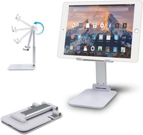 img 4 attached to Versatile and Portable Adjustable Tablet Stand Holder for iPad, Samsung Galaxy Tabs, and More - White
