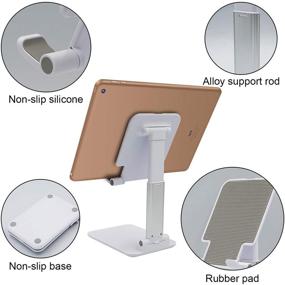 img 2 attached to Versatile and Portable Adjustable Tablet Stand Holder for iPad, Samsung Galaxy Tabs, and More - White
