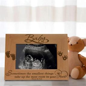 img 1 attached to 👶 KATE POSH Baby Engraved Wood Picture Frame - Winnie The Pooh Sonogram Photo Frame, New Mom, New Dad (3 1/2 x 5 - Baby) - Cherishing the Tiniest Blessings in Your Heart