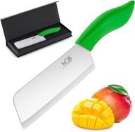 vos ceramic knife 6.5 inch cleaver - ultra-sharp blade and ergonomic green handle - lightweight chef butcher knife for ceramic knives set in gift box logo