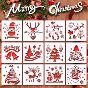 img 3 attached to 🎨 40PCS Reusable Plastic Letter Stencils for Creating Signs on Wood, Glass, Fabric, and Paper, with 12PCS Christmas Stencils Templates for Painting Festive Snowflakes and Santa Claus