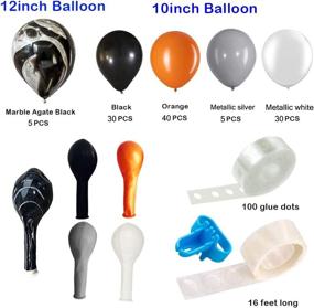 img 3 attached to 🎈 Halloween Balloon Garland & Arch Kit: 113pcs, 16 Ft Long Silver Black White Orange and Black Agate Latex Balloons with Tying Tool, Balloon Strip Tape and Sticky Dots – Perfect for Wedding, Baby Shower, Christmas, Birthday, Carnival Party Decoration Supplies