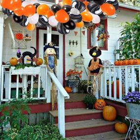 img 2 attached to 🎈 Halloween Balloon Garland & Arch Kit: 113pcs, 16 Ft Long Silver Black White Orange and Black Agate Latex Balloons with Tying Tool, Balloon Strip Tape and Sticky Dots – Perfect for Wedding, Baby Shower, Christmas, Birthday, Carnival Party Decoration Supplies