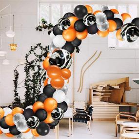 img 1 attached to 🎈 Halloween Balloon Garland & Arch Kit: 113pcs, 16 Ft Long Silver Black White Orange and Black Agate Latex Balloons with Tying Tool, Balloon Strip Tape and Sticky Dots – Perfect for Wedding, Baby Shower, Christmas, Birthday, Carnival Party Decoration Supplies