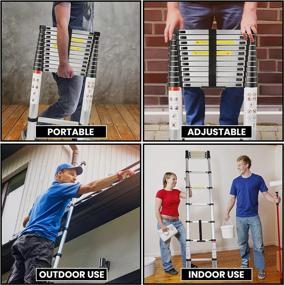 img 1 attached to 🪜 Broots Products LLC 12.5 Ft. Telescopic Extension Ladder with Removable Hook, SpringLoaded Locking Gear and Extend Climbing