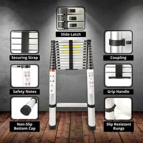 img 2 attached to 🪜 Broots Products LLC 12.5 Ft. Telescopic Extension Ladder with Removable Hook, SpringLoaded Locking Gear and Extend Climbing