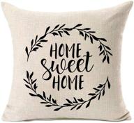 🏡 mfgneh home sweet home quotes with garland farmhouse pillow covers: 18x18 inch decorative throw pillow case for sofa couch – perfect housewarming gift логотип