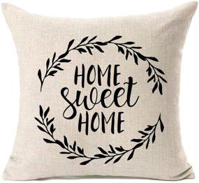 img 1 attached to 🏡 MFGNEH Home Sweet Home Quotes with Garland Farmhouse Pillow Covers: 18x18 Inch Decorative Throw Pillow Case for Sofa Couch – Perfect Housewarming Gift