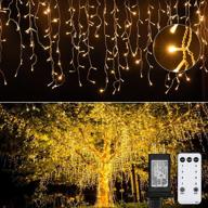 🎄 icicle lights for christmas: 19.6ft 54 drops, 306 led, 8 modes - waterproof connectable twinkle fairy string light for thanksgiving & hanging icicles decoration lighting (warm white) logo