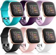 набор из 6 водонепроницаемых силиконовых браслетов для замены для fitbit versa 2/fitbit versa, 📿 маленький размер, для женщин и мужчин, черный/розовый - совместим со смарт-часами fitbit versa lite se логотип