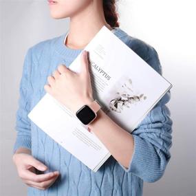 img 3 attached to Набор из 6 водонепроницаемых силиконовых браслетов для замены для Fitbit Versa 2/Fitbit Versa, 📿 Маленький размер, для женщин и мужчин, черный/розовый - совместим со смарт-часами Fitbit Versa Lite SE