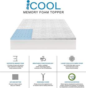 img 2 attached to SnoozeCool: SensorPEDIC iCOOL 1.5-Inch Gel-Infused Memory Foam Mattress Topper - Queen, Silver