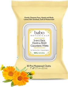 img 3 attached to 🌾 Babo Botanicals Sensitive Baby 3-in-1 Face, Hand & Body Wipes - Oatmilk & Organic Calendula, Hypoallergenic, Vegan - 4 Packs (30 Count Each)