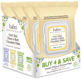 img 4 attached to 🌾 Babo Botanicals Sensitive Baby 3-in-1 Face, Hand & Body Wipes - Oatmilk & Organic Calendula, Hypoallergenic, Vegan - 4 Packs (30 Count Each)