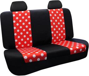 img 1 attached to FH GROUP Red and Black Universal Fit Polka Dot Flat Cloth Full Set Seat Covers for Cars, Trucks, and SUVs with a Gift