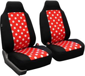 img 2 attached to FH GROUP Red and Black Universal Fit Polka Dot Flat Cloth Full Set Seat Covers for Cars, Trucks, and SUVs with a Gift