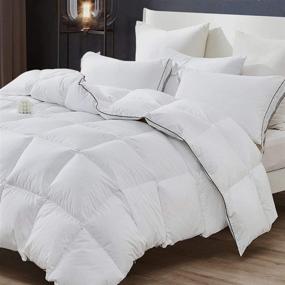 img 4 attached to 🛌 King Size Goose Down Comforter, 3.4 lbs, 900+ Fill Power Duvet Insert for Winter, Hypoallergenic Cotton Shell Quilt, Pure White Baffle Box Design with Corner Tab