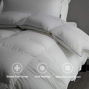 img 1 attached to 🛌 King Size Goose Down Comforter, 3.4 lbs, 900+ Fill Power Duvet Insert for Winter, Hypoallergenic Cotton Shell Quilt, Pure White Baffle Box Design with Corner Tab