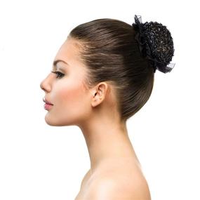 img 1 attached to Invisible Hair Net Bun Cover Elastic Mesh Edge Net with Exquisite Plaid Hair Net and Lace Bun Hair Net for Women and Girls Ballet (Classic Style)