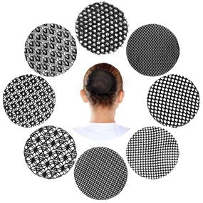img 4 attached to Invisible Hair Net Bun Cover Elastic Mesh Edge Net with Exquisite Plaid Hair Net and Lace Bun Hair Net for Women and Girls Ballet (Classic Style)