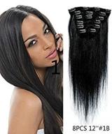 💇 uotp hairstraight remy human hair clip in hair extension 12 inches, 8pcs/set, color #1b off black: effortlessly gorgeous straight hairstyles logo