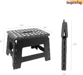 img 2 attached to 🪜 InspireTag Folding Step Stool: Collapsible Stools for Adults and Kids, Anti-Slip Footstool for Kitchen and Home - Portable, Inky Black 9