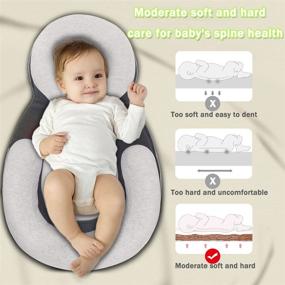 img 2 attached to 🛏️ Portable Snuggle Bed Mattress: Comfortable Infant Head Support Pillow for 0-12M Babies - Prevent Flat Head & Provide Positioning Comfort! (Grey)