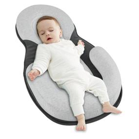 img 4 attached to 🛏️ Portable Snuggle Bed Mattress: Comfortable Infant Head Support Pillow for 0-12M Babies - Prevent Flat Head & Provide Positioning Comfort! (Grey)