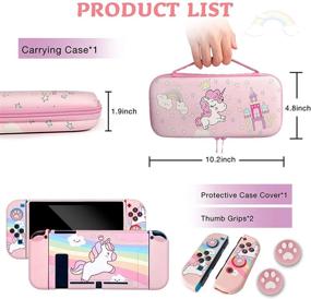 img 3 attached to 🦄 TCJJ Unicorn Hard Carrying Case for Nintendo Switch - Pink Portable Travel Case for Girls with Soft TPU Protective Cover