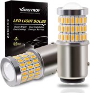 🔆 vansyroy amber yellow led bulb 1157 2057 2357 7528 with projector, super bright 58-smd, pack of 2 - replacement for turn signal blinker light, brake/tail light, parking/running lights logo